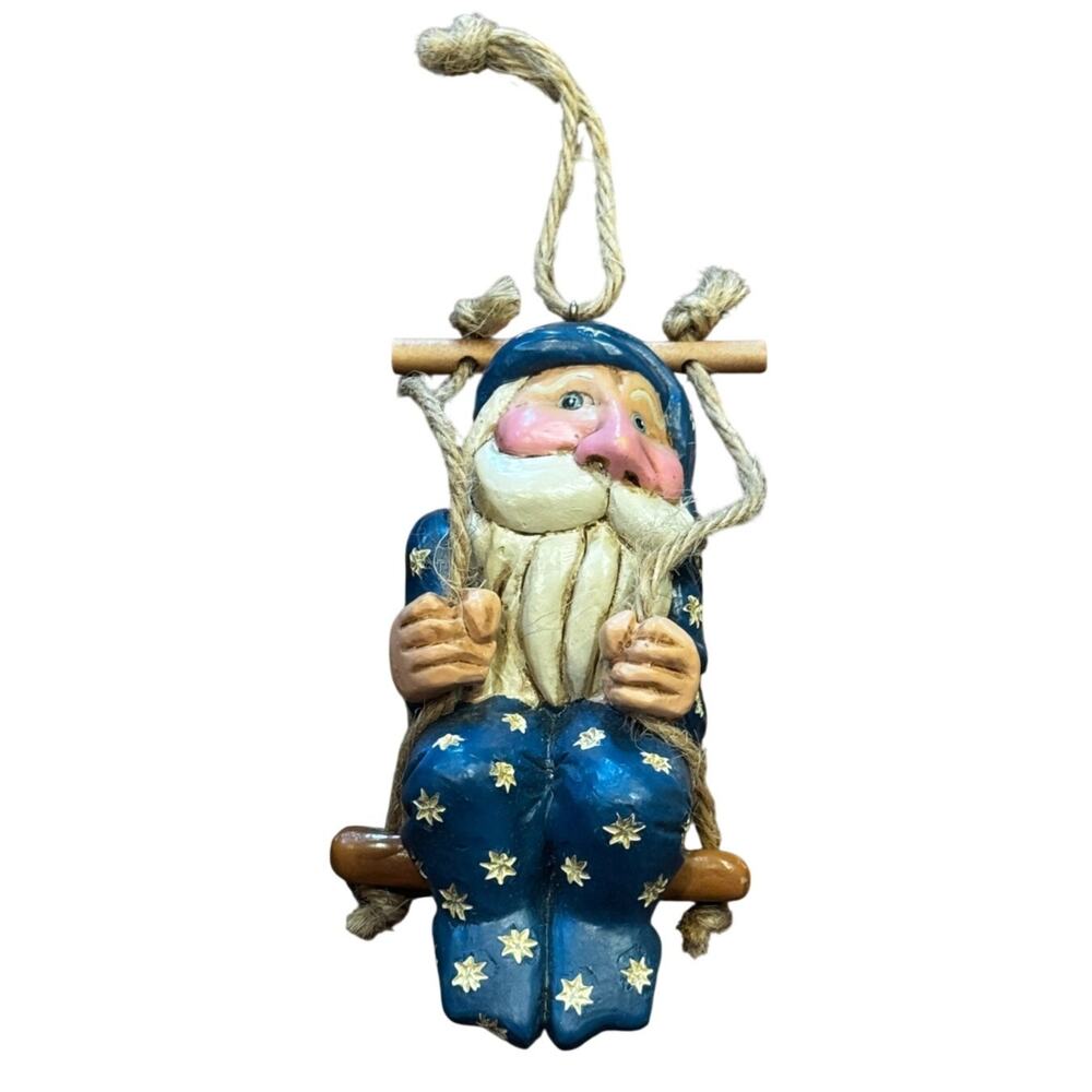 Old World Chalkware Belsnickle Santa Claus Tree Ornament Father Christmas swing